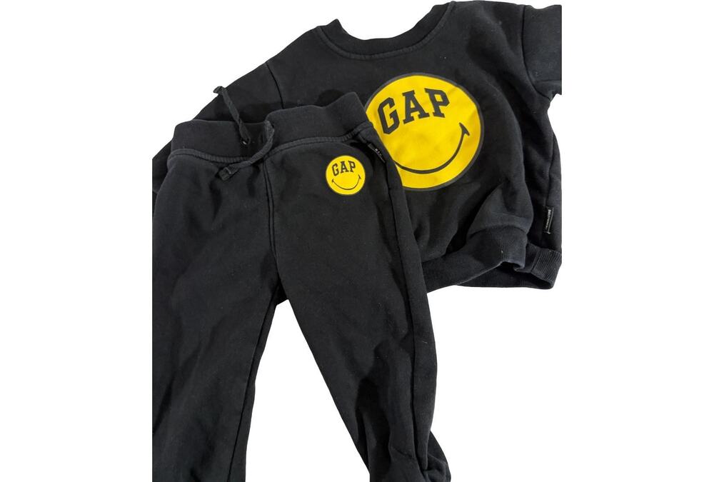 Baby Gap x SmileyWorld 12-18M Black Sweatshirt Jogger Pants Set
